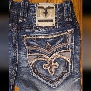 Rock Revival Kester Slim Straight Jeans with Embroidered Fluer Pocket 29x31